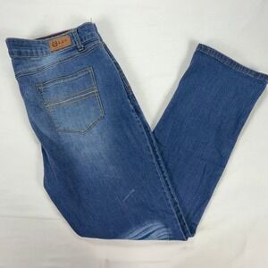 L&B Womens Blue Denim Jeans Straight Leg Stretch Mid Rise Size 20